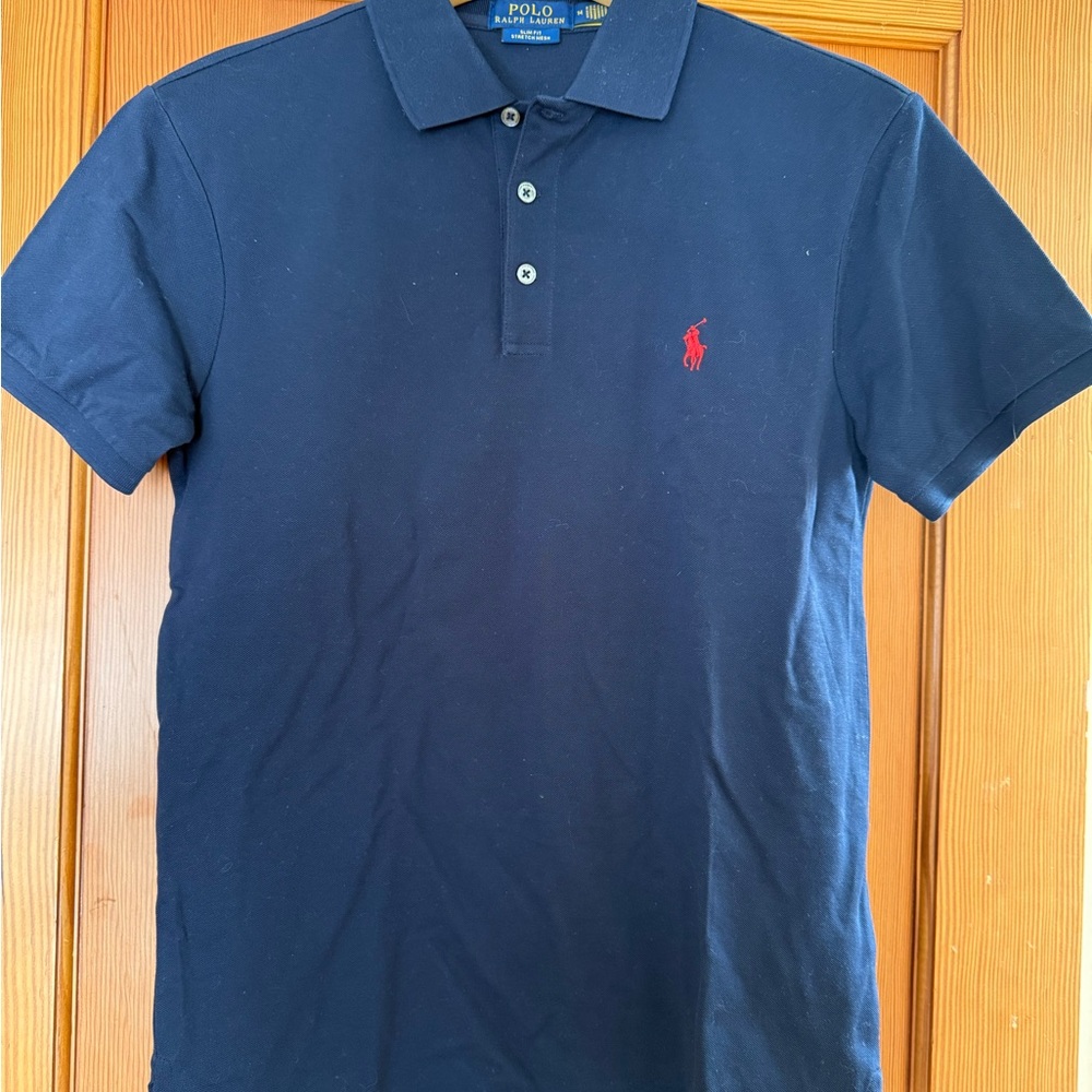 Ralph Lauren Men's Dark Blue Polo Shirt Slim Fit Stretch Mesh